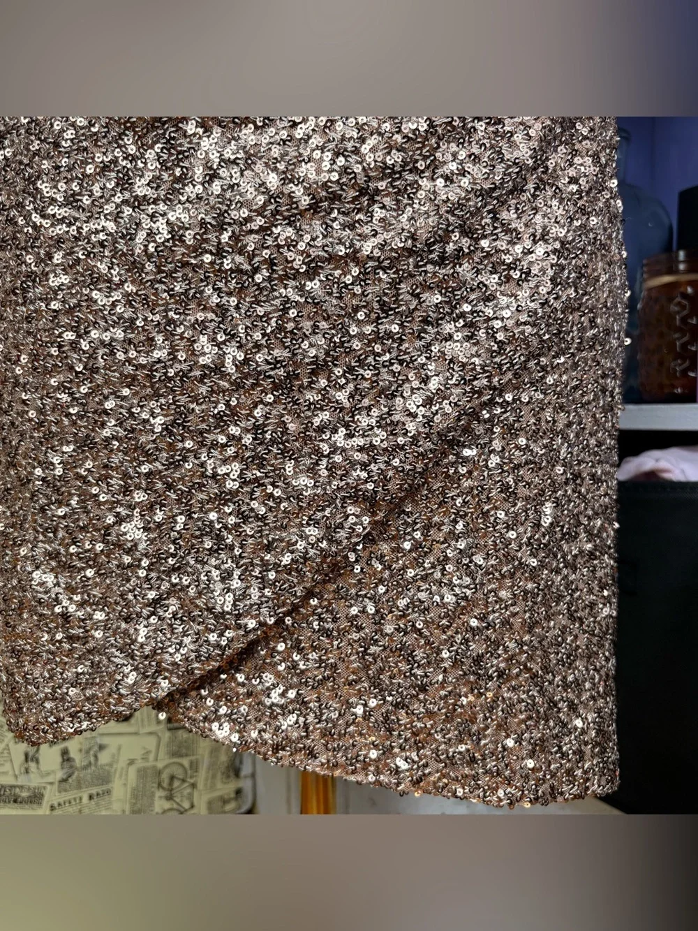 Rose Gold Sequin Mini Skirt